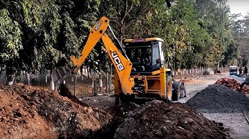 JCB Backhoe 3DX Machine Making A Drain - JCB New Road Construction