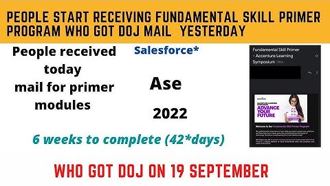 accenture fundamental skill primer program || 19 september doj || accenture onboarding process 2022