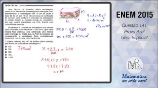 Enem 2015 - Questão 141 - Prova Azul - Geometria Espacial - Porcentagem