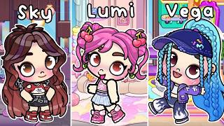 Baby SKY❤️ LUMI🩷 VEGA🩵 Night Routine | Avatar World | Pazu