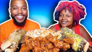 AUTHENTIC PHILLY CHEESESTEAKS + HOT LEMON PEPPER WINGS + CAJUN RANCH FRIES MUKBANG 먹방 EATING SHOW