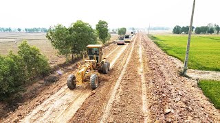 Best Motor Grader Build Foundation New Road, Machines Constraction Road In Cambodia