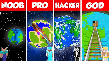 Minecraft Battle: NOOB vs PRO vs HACKER vs GOD: INSIDE EARTH PLANET BASE BUILD CHALLENGE / Animation