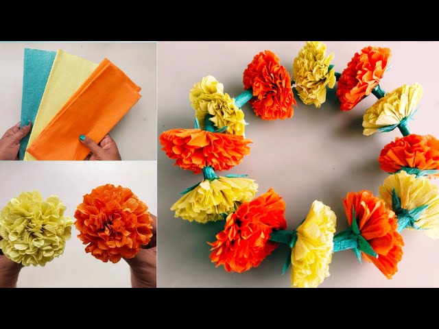 Vikalpah: DIY marigold flowers garland using tissue paper