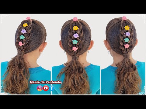 Penteados Infantis Rápidos e Fáceis  Quick and Easy Hairstyles with Rubber  Bands for Girls 🥰💞 