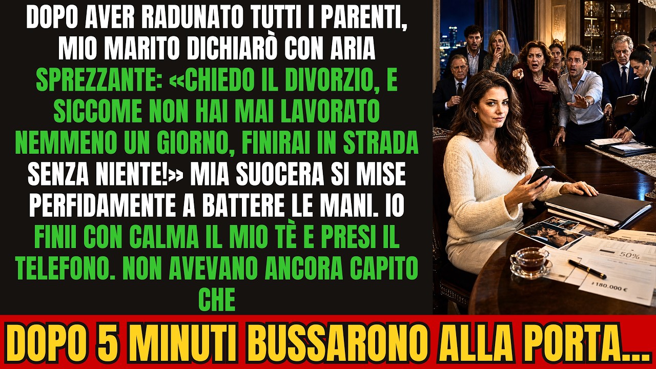 Mio marito aveva riunito tutta la sua famiglia a cena per annunciare che mi lasciava. «Chiederò la separazione. Domani i miei avvocati depositeranno gli atti. Non hai nulla, sei solo una...