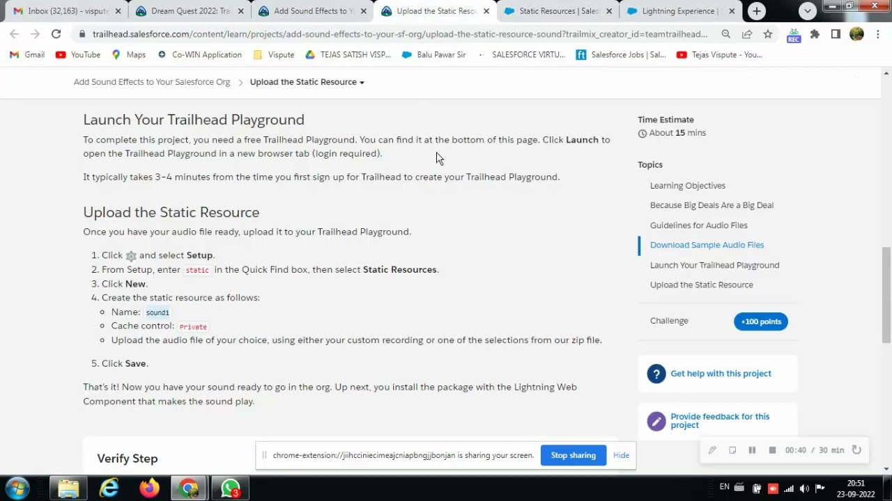 Upload the Static Resource | Add Sound Effects to Your Salesforce Org | Project