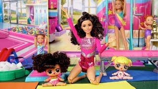 Barbie Doll LOL Splits Family Morning Routine - Baby Goldie First Gymnastics Class