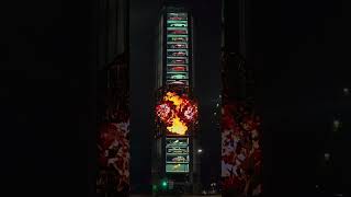 Car Explosion At Night, Anamorphic Video At Ten Square