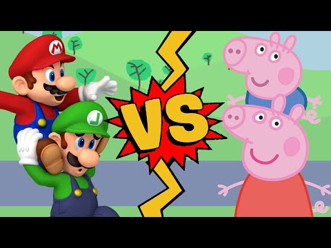 M U G E N Battles Mario Luigi Vs Peppa George Super Mario Vs Peppa Pig 