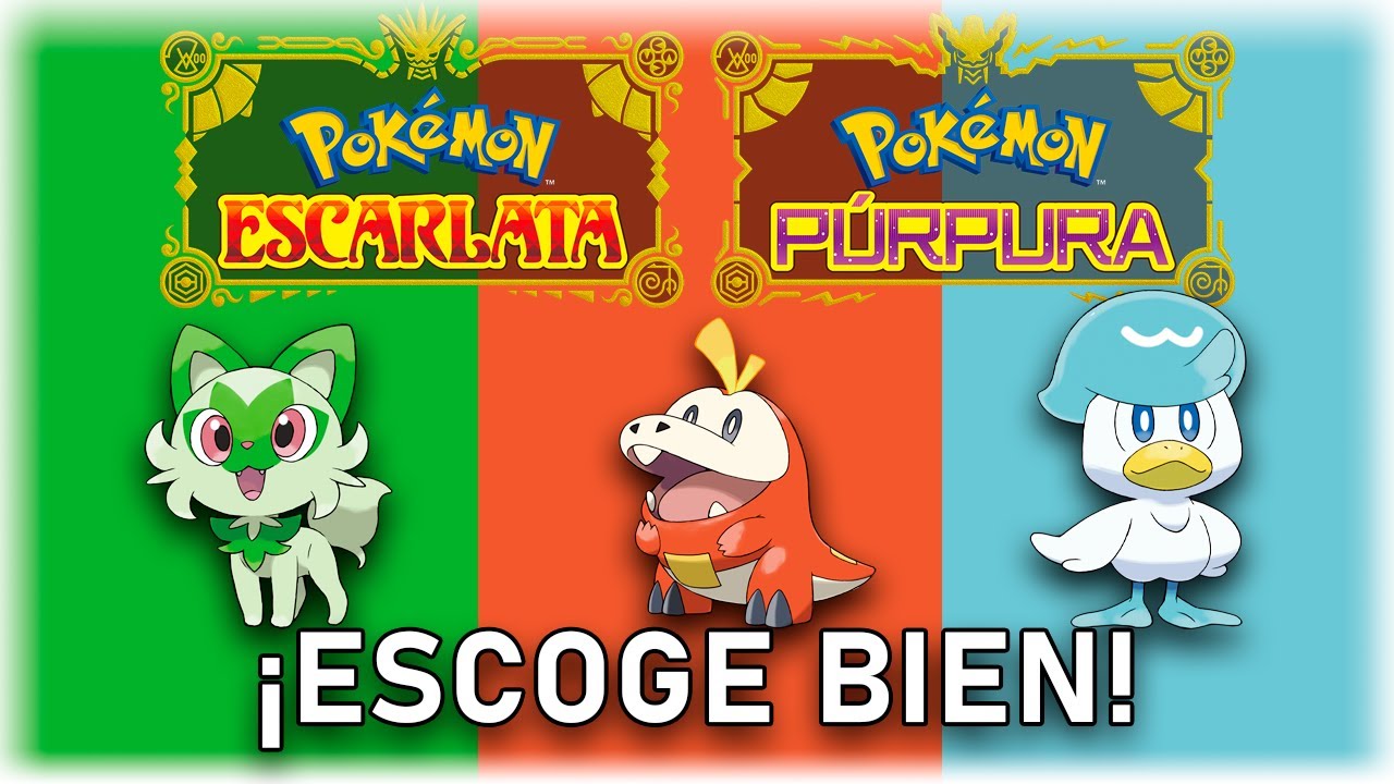 Sprigatito, Fuecoco y Quaxly, los iniciales de Pokémon Escarlata y Púrpura