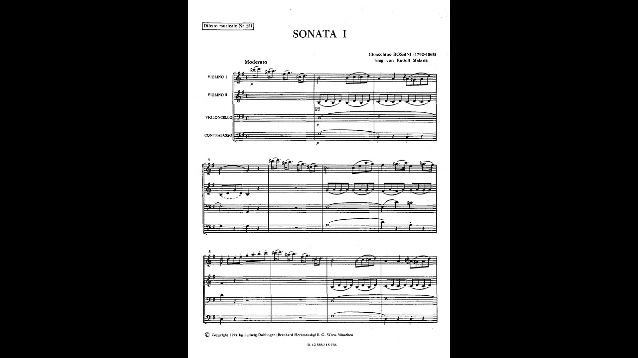 Gioachino Rossini – Sonate a quattro no 1 (2 violons, violoncelle & contrebasse)