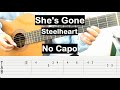 She's Gone Guitar Tutorial No Capo (Steelheart) Melody Guitar Tab Guitar Lessons for Beginners