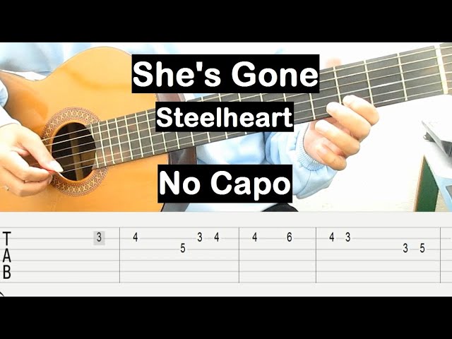 She's Gone Guitar Tutorial No Capo (Steelheart) Melody Guitar Tab Guitar Lessons for Beginners class=