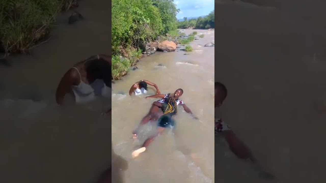 African Womens Swimming in a river so satisfying to watch 😀😀😀