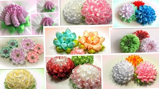 50 моих цветов из атласных лент, ссылки на работы канзаши Лерита 🌼 50 diy satin ribbon flower