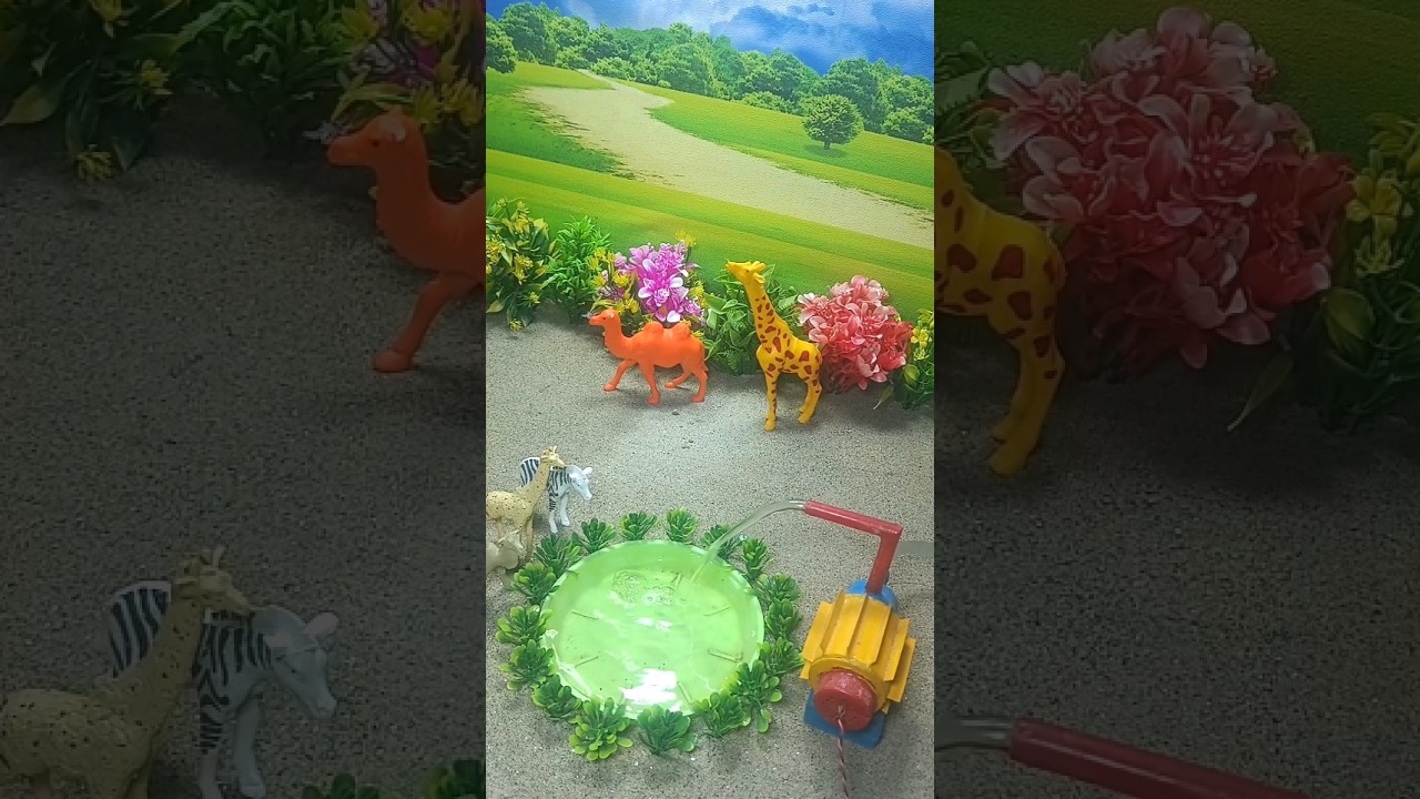 mini hand pump watar supply science project tractor trolly animals drink water 