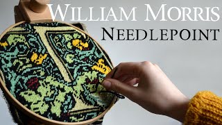 William Morris Victorian Needlepoint | Relaxing Canvaswork Hand Embroidery Tapestry | Craft with me
