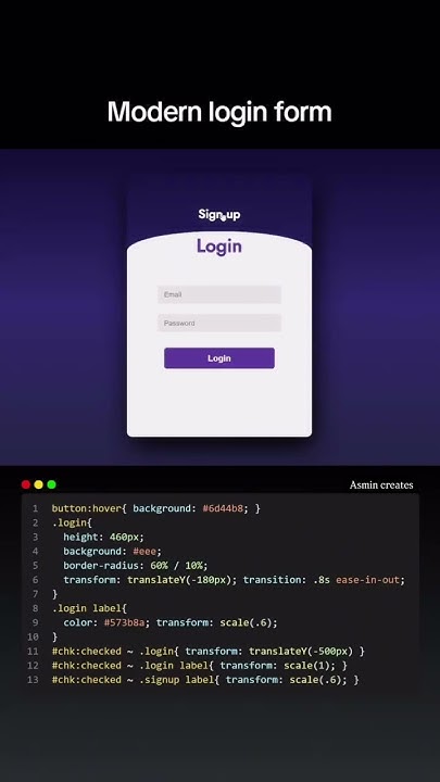 Modern Login form #ModernLoginForm#LoginUI#WebDesignInspo#CodeWithMalik ...