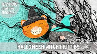 Felt Stitching: Halloween Witchy Kitties - Poshta Design - Handmade Halloween Fashion Brooch