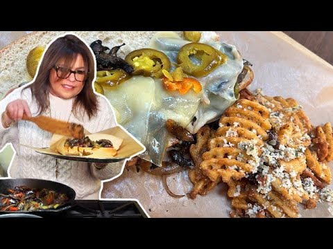 How to Make Portabella Phillys and Garlic Bread Waffle Fries | Rachael Ray | Rachael Ray Show