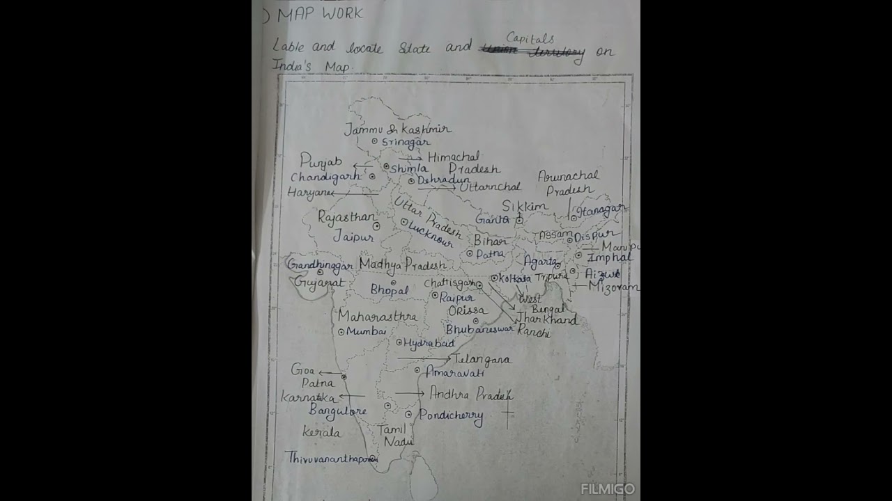 Label and Locate state and capitals on India's map