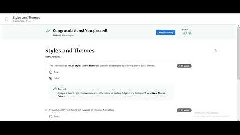 Week-3 Quiz | Styles and Themes | Excel Skills for Business: Essentials | Coursera