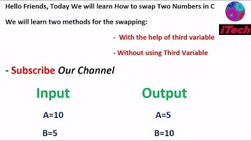 [Hindi] Swapping OF Two Numbers In C (Two Methods) || iTech