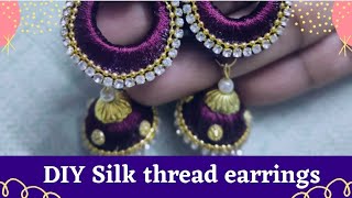 Maroon Silk thread earring making || DIY Silk thread earring easily screenshot 5