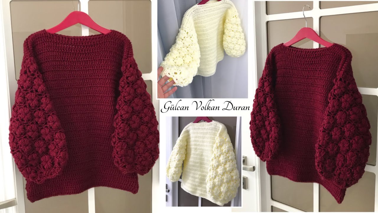 Kolları Çiçekli 🌸 Kolay Tığ İşi Örgü Kazak Tarifi - Part 1