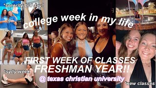 first college week in my life *FRESHMAN year* @TCU (friends, first week, studying!)