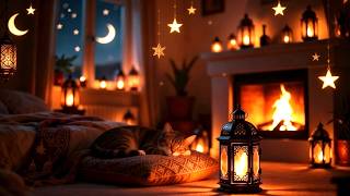 Ramadan 2026 Wallpaper with Fireplace Wood أجواء رمضان 2026 الدافئة مع فوانيس ومدفأة حطب | Fireplace screenshot 1