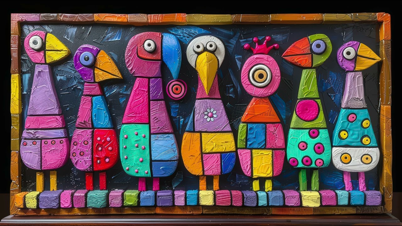 Abstract bird painting slideshow 45 minutes screensaver no sound