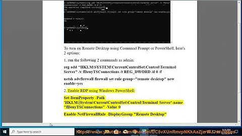 Enable Remote Desktop using Command Prompt/PowerShell