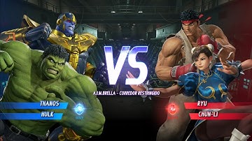 Thanos y Hulk Vs Ryu y Chun-Li Marvel Vs Capcom INFINITE #videojuegos #gameplays