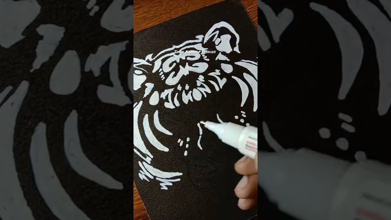 Drawing On Black Paper | Tiger drawing 🐯📄 