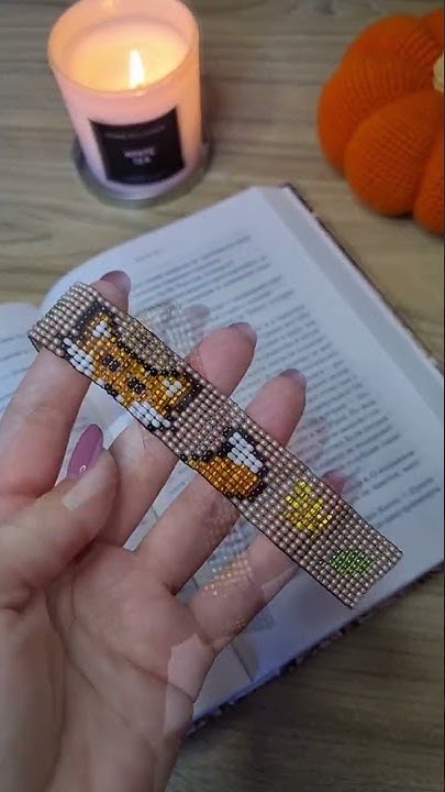 Закладка для книги из бисера прямым плетением🦊#бисероплетение #осень # ...
