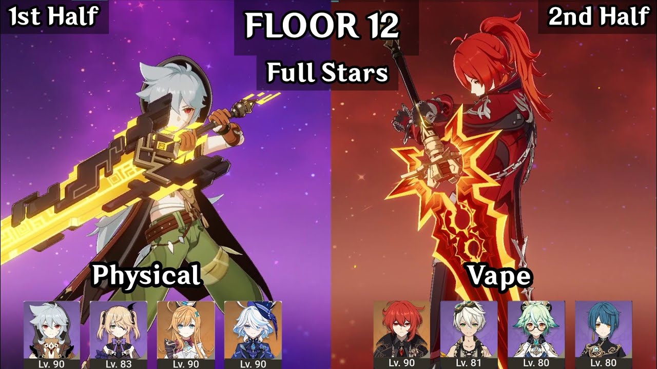 (New Abyss) Razor Physical + Diluc Vape | 5.8 Spiral Abyss Floor 12 9 Stars | Genshin Impact