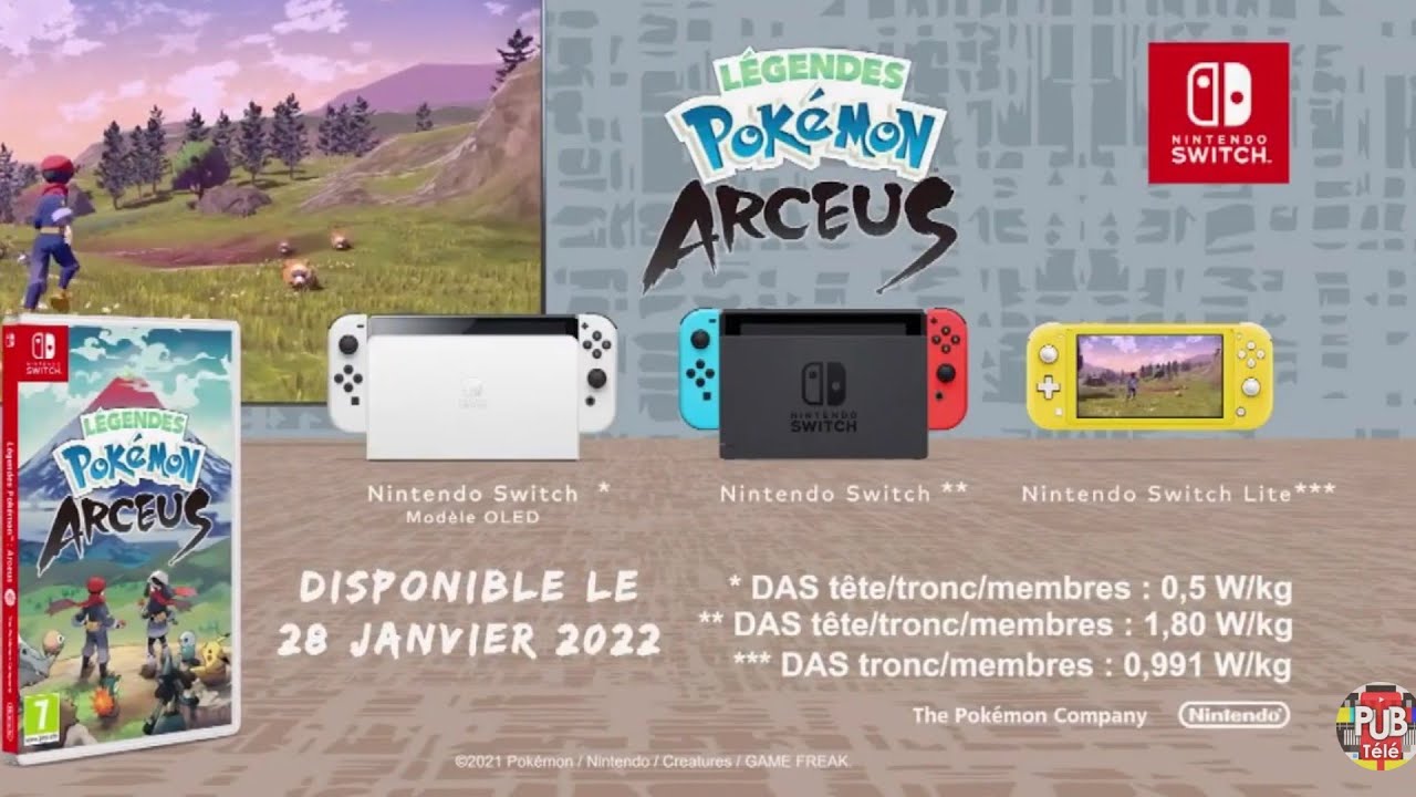 Musique pub Légendes Pokémon Arceus Nintendo Switch "disponible le 28 janvier 2022" juillet 2021