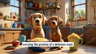 A Dog Cooking Noodles