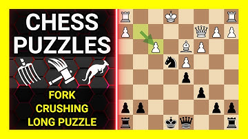 Chess Puzzles to Practice. Themes: Fork, Crushing, Long puzzle. Learn Chess