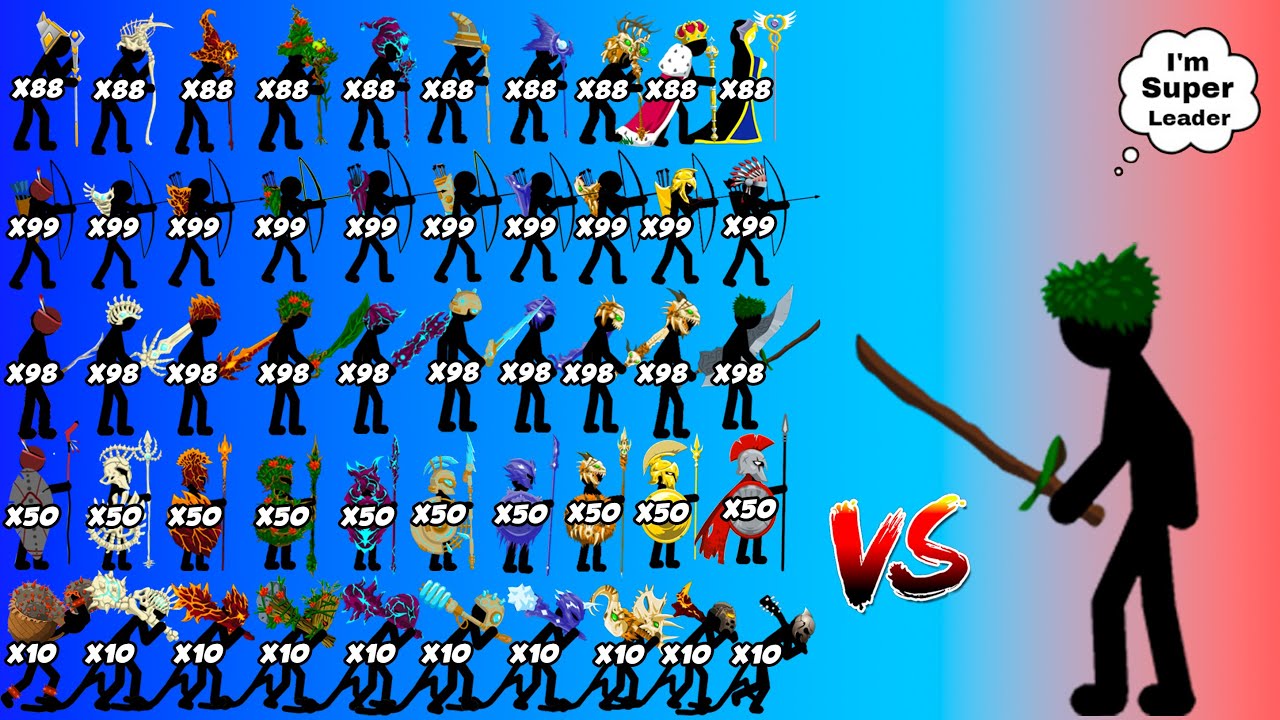 Stick War Legacy | New Swordwrath Leader Vs All Skins Army Giant, Spearton, Archer, Zombie