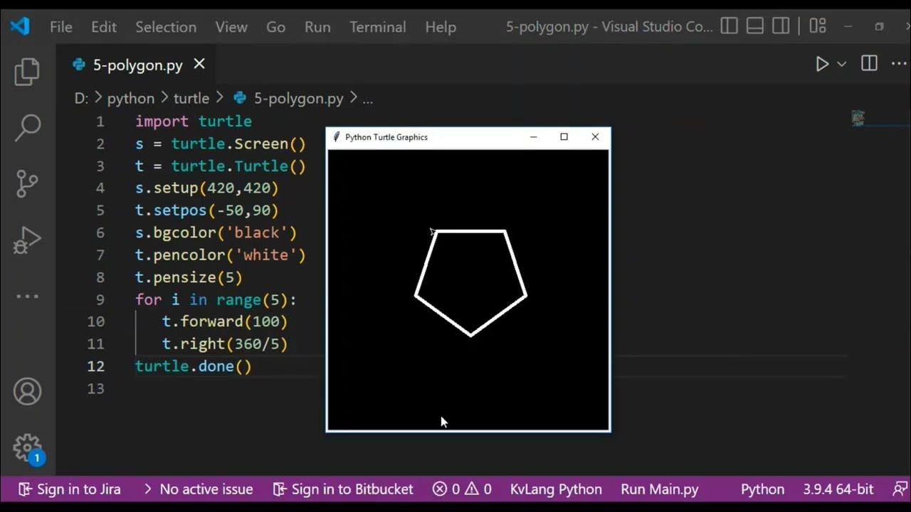Draw 5 polygon using Turtle Python library in one minute #shorts - YouTube