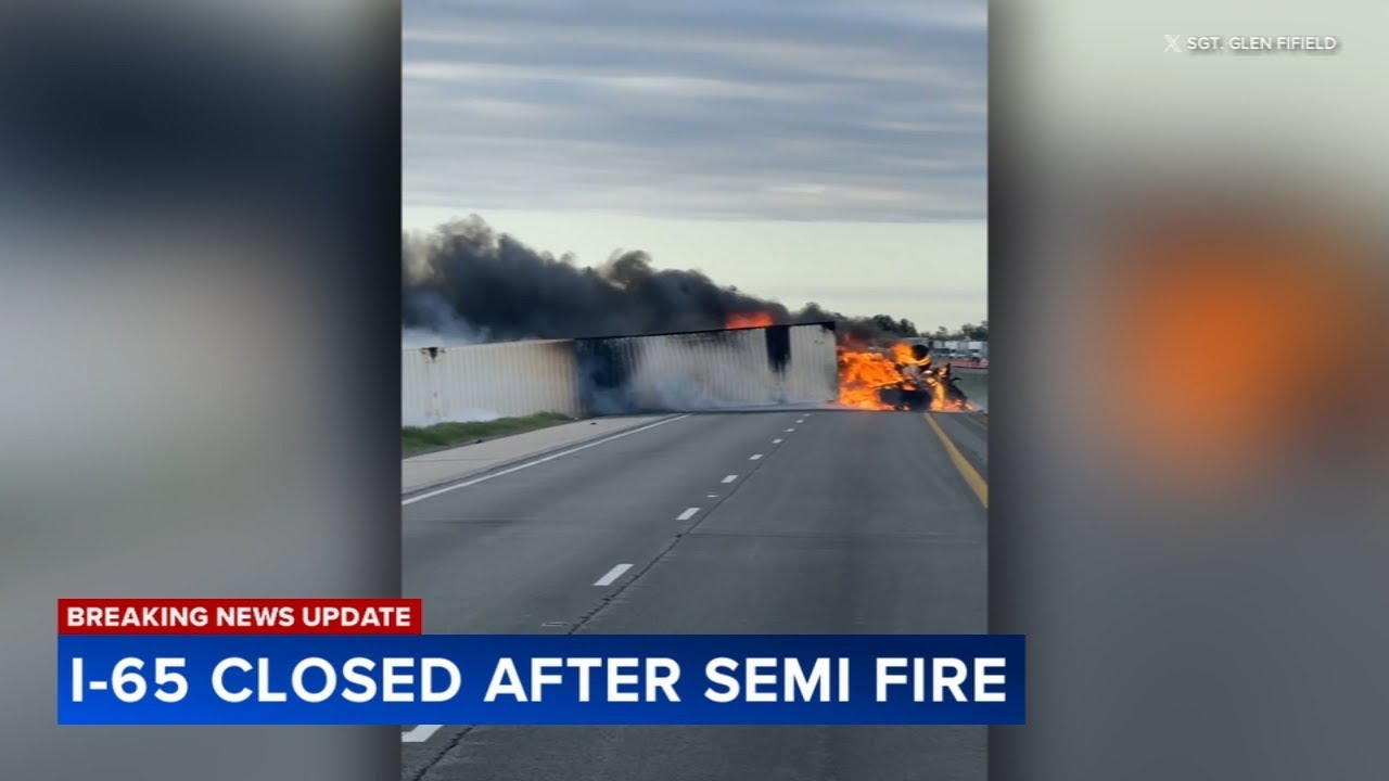 Fiery semi crash shuts down I-65 in NW Indiana - YouTube