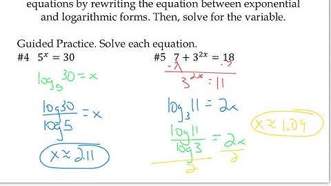 Algebra 2 7.5 exponential and logarithmic equations