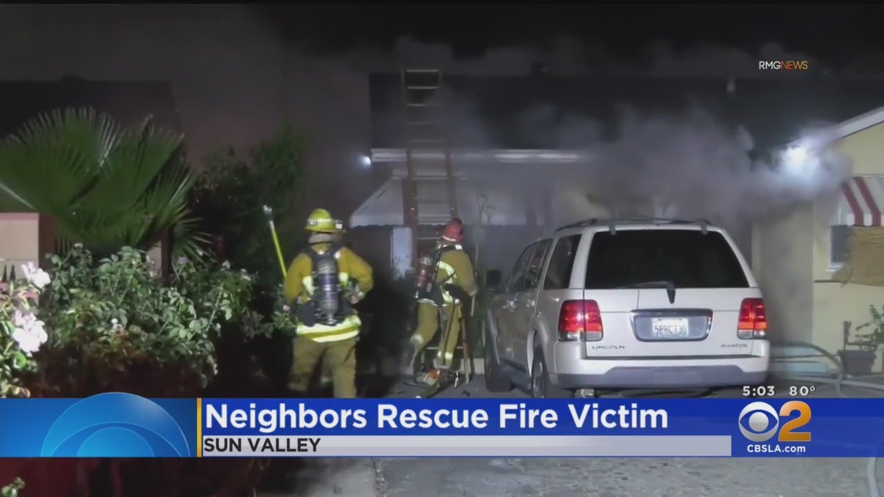 Three men save elderly woman from house fire in Sun Valley - YouTube