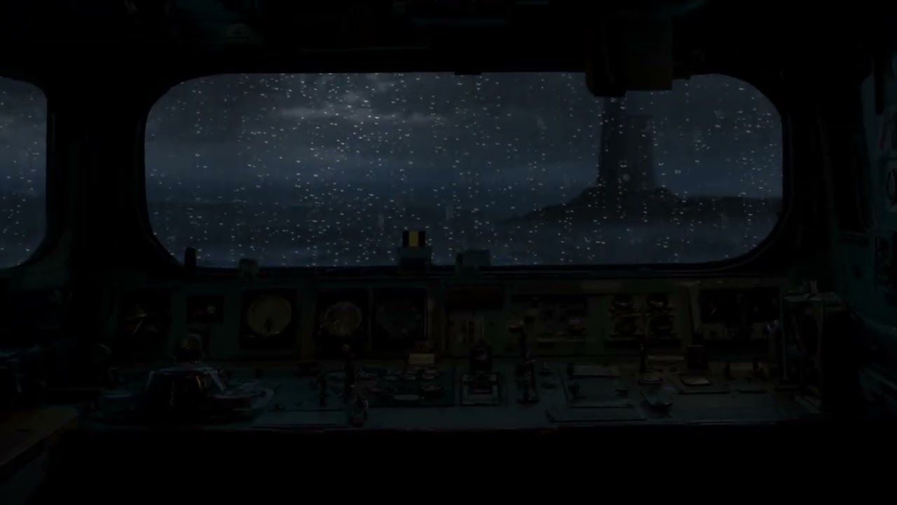 Stormy Night at Sea | Rain & Ocean Waves Outside the Cockpit for Deep Sleep and Relaxation