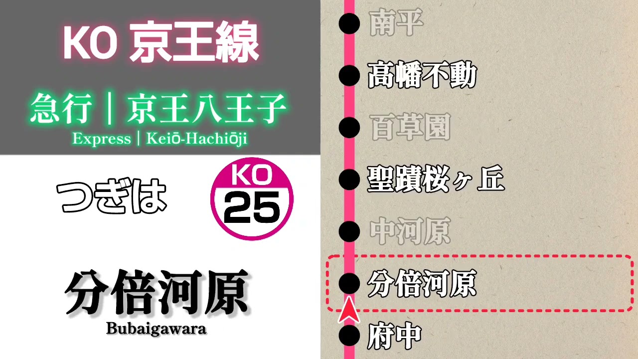 【車内放送】京王京王線　急行 京王八王子行｜京王線新宿➤京王八王子