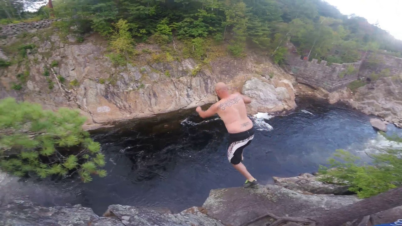 Livermore falls NH Jumping off of cliffs with a drone flight YouTube
