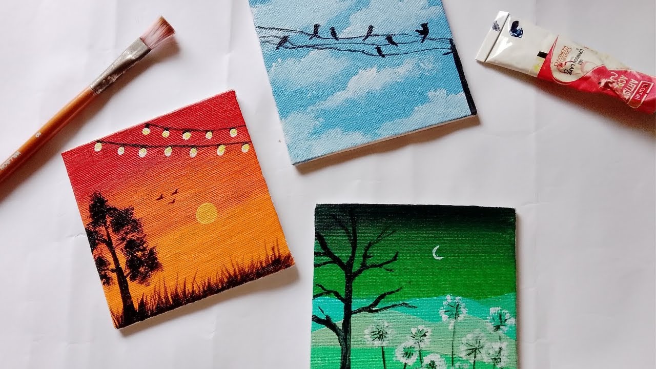 3 Very easy painting #3/acrylic painting for beginners/mini acrylic 3 Very easy painting #3/acrylic painting for beginners/mini acrylic